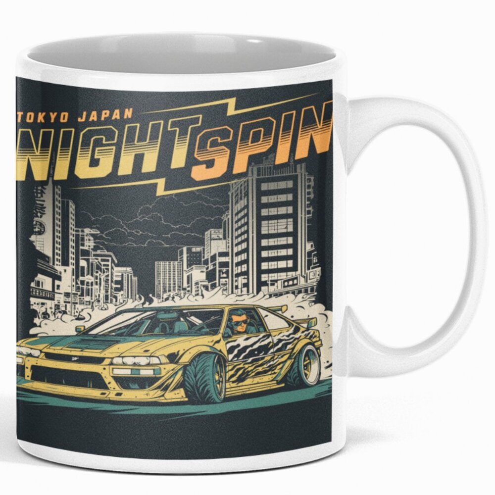 Tokyo Japan Street racing Night Spin Double-Sided Ceramic Coffee Mug
